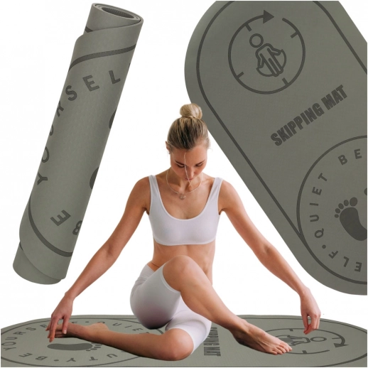 Fitness mat for yoga and jumping, gray, 125x61.5x0.6 cm