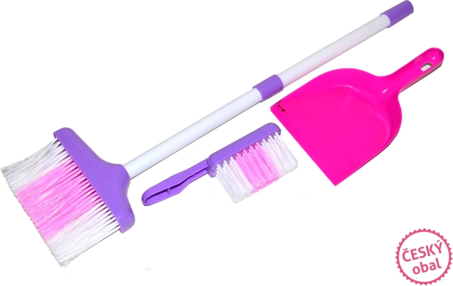 Set di pulizia per bambini 3 pz, rosa‑bianco