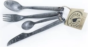 Kupilka kamperski set pribora za jelo, 4-dijelni, crni