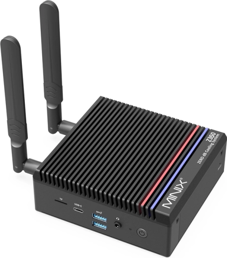 Mini PC MINIX Z350 sans ventilateur, Intel Core i3‑N350, 16 Go de RAM, SSD NVMe 512 Go, HDMI 4K, Wi‑Fi 6