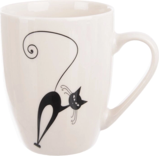 Tasse en porcelaine avec motif chat noir et blanc 370 ml