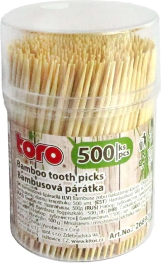 Bamboo toothpicks in dispenser 500 pcs