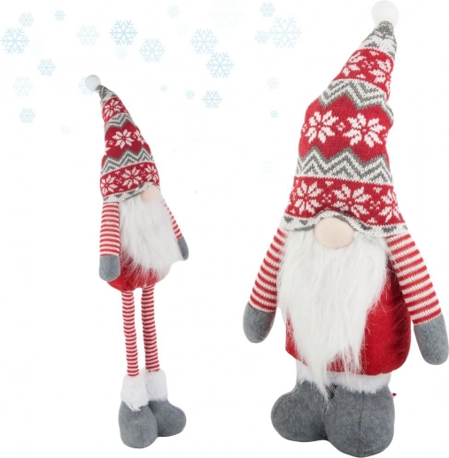 Gnomo natalizio con gambe telescopiche 50–70 cm, rosso