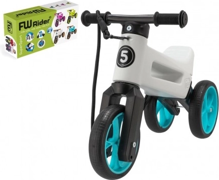 Balance Bike Funny Wheels Rider SuperSport 2-in-1 with Strap – White-Turquoise
