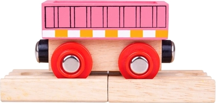 Vagone rosa BIGJIGS RAIL con agganci magnetici e 2 binari in legno