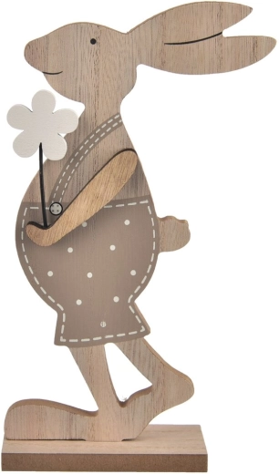 Coniglietto in legno con fiore marrone