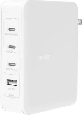 White charger with 4 ports 140W for UK, EU, US