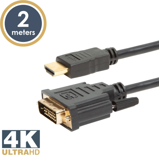 Bi-directional HDMI to DVI-D cable, 2 m