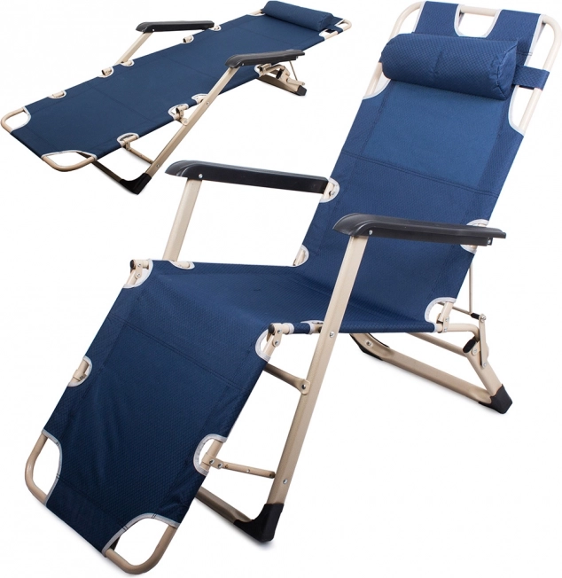 Sedia pieghevole da spiaggia e lettino Zero Gravity 2 in 1, blu