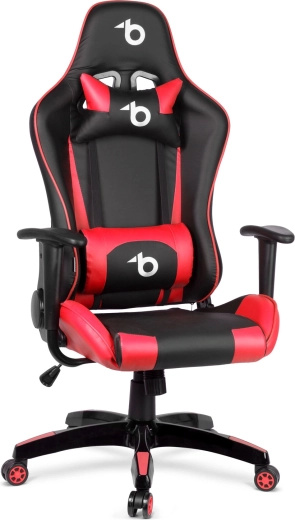 Sedia da gaming con cuscino lombare e cervicale rossa