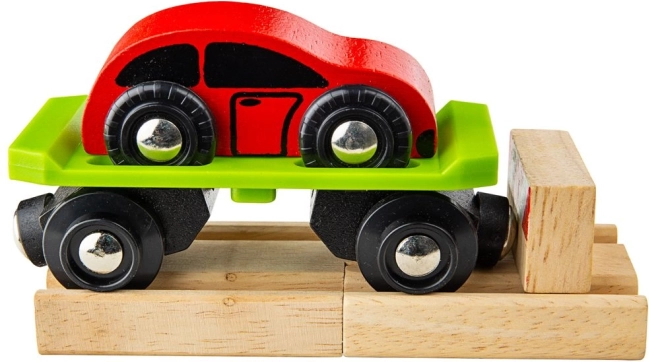 Carriage with Car and Tracks Bigjigs Rail