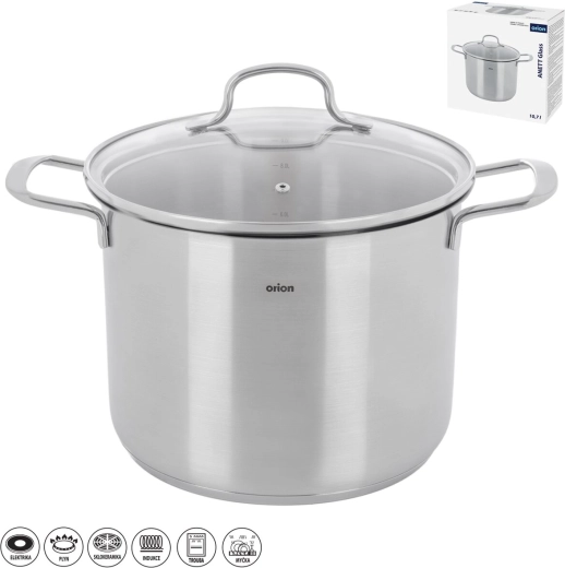 Marmite en inox Anett glass 10,7 l avec couvercle en verre