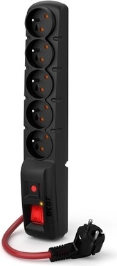 ACAR F5 Power Surge-Protected Extension, 5 outlets, 10 m, 16 A, black