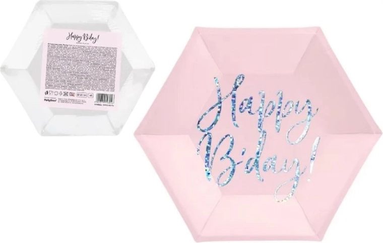 Piatti Happy B’day! rosa cipria 20 cm (6 pz)