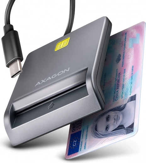AXAGON lettore USB‑C per carte a chip e ID con cavo da 1,2 m