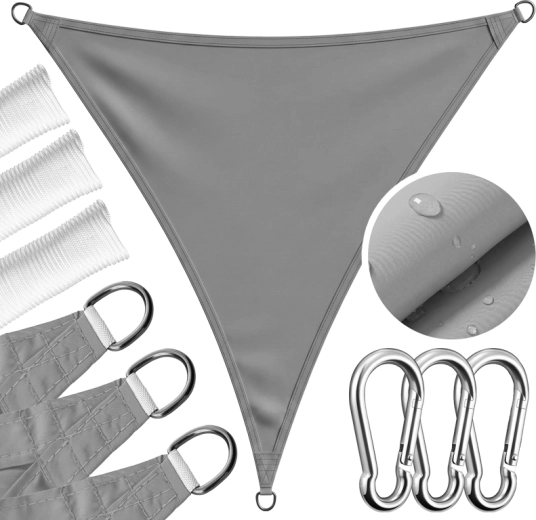 AURA triangular garden shade sail 3 × 3 × 3 m, grey
