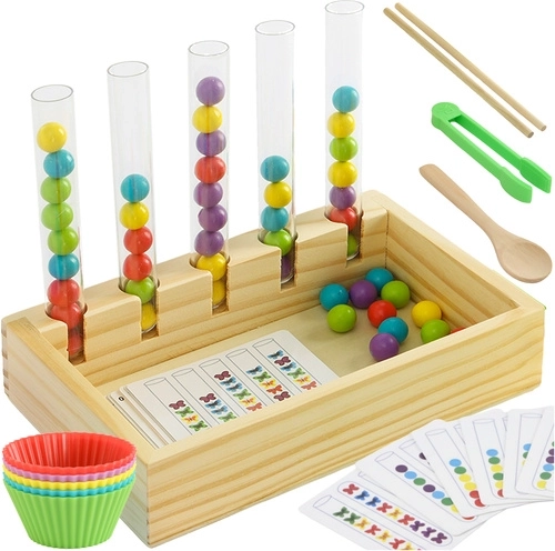 Montessori drevený edukačný sorter na počítanie a farby Kruzzel