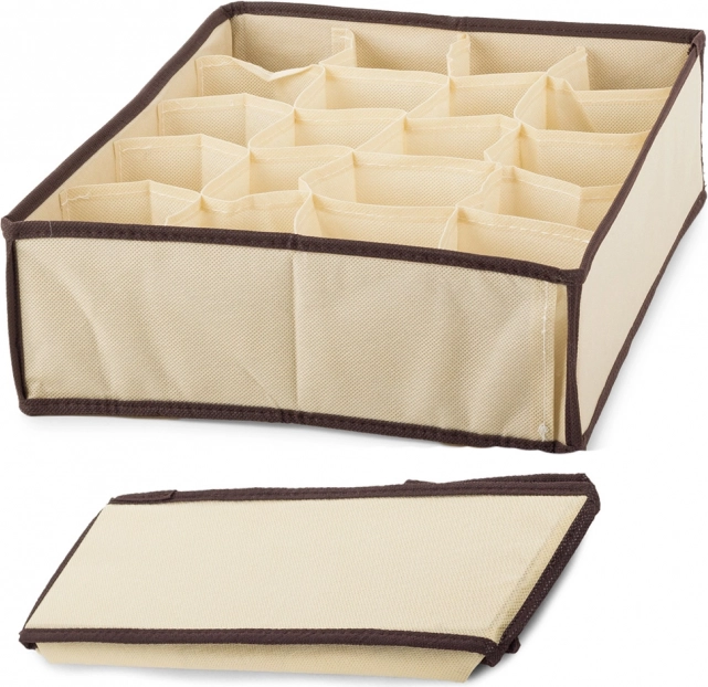 Organizer per biancheria intima e calzini beige con 20 scomparti