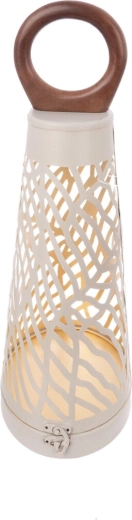 Bougeoir Cone en métal et bois beige-doré 43 cm