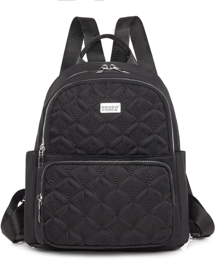 Women's Black Quilted Backpack