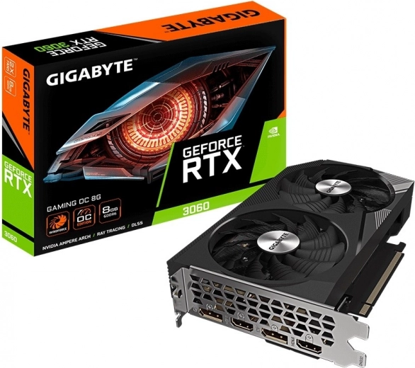 Carte graphique GIGABYTE GeForce RTX 3060 Gaming OC 8 Go GDDR6, 128 bits, 2× DisplayPort/2× HDMI