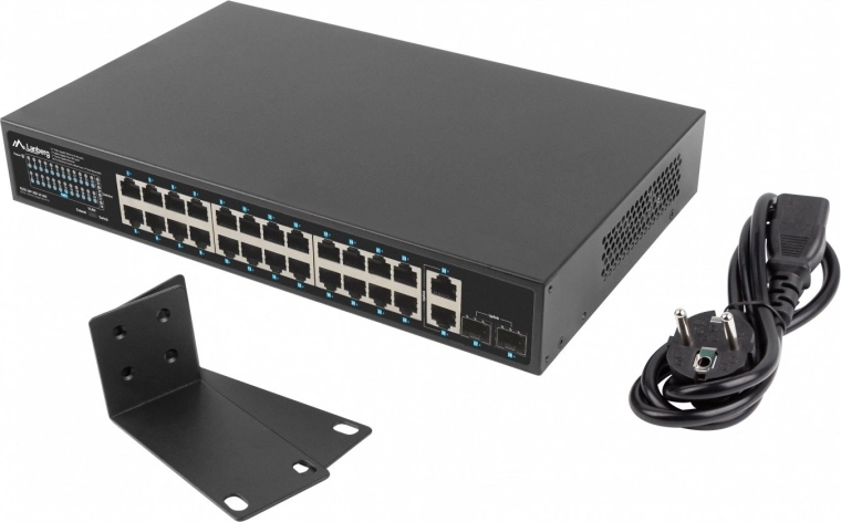 Switch LANBERG 24 porte Gigabit PoE+ con 2xGB e 2xSFP per rack 19''