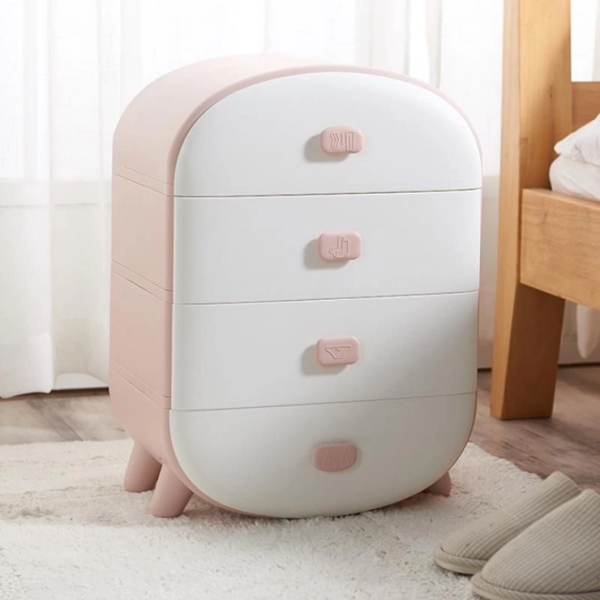 Cassettiera in plastica con cassetti per biancheria, rosa, 4 cassetti