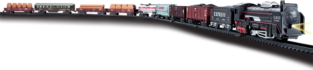 Train set with realistic sounds and effects