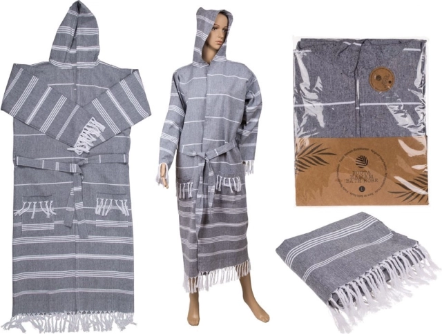 Bathrobe after shower Hammam gray size L