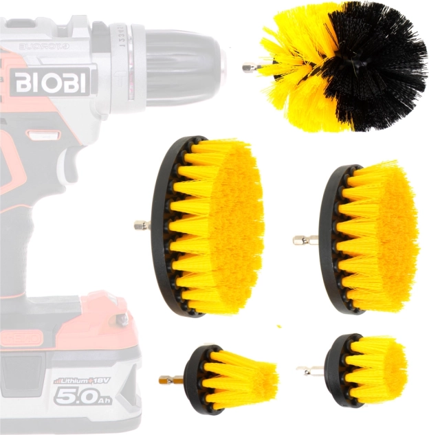 Multi-purpose drill attachments for cleaning, set of 5 pieces