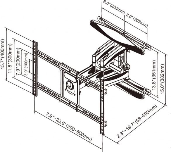 Large compatibilité VESA 200×200 à 600×400