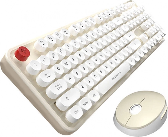 set tastiera e mouse wireless MOFII Sweet 2.4G bianco‑beige
