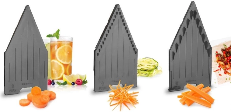3 interchangeable inserts for slices and julienne