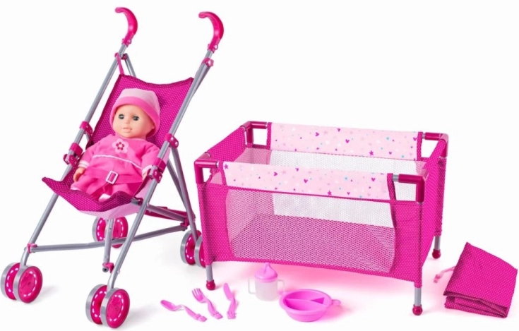 WOODY Children's Set with Stroller and Crib