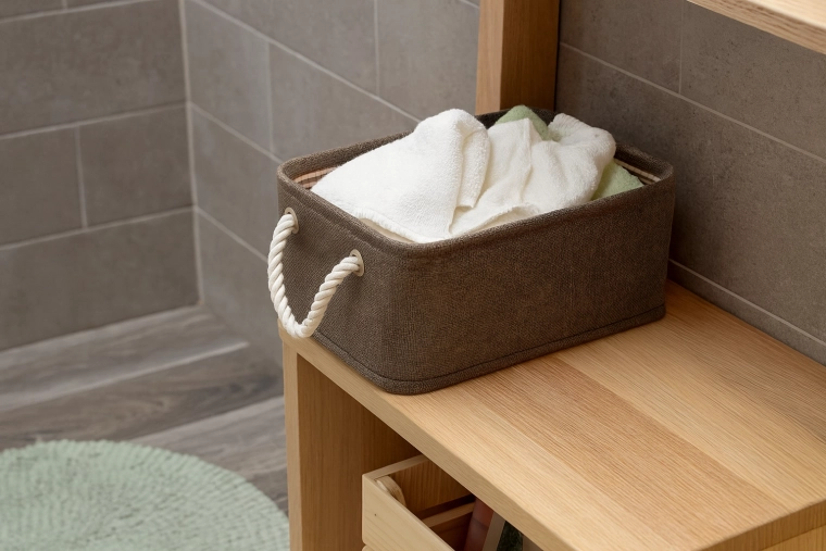 Ideal for the bathroom for towels and cosmetics