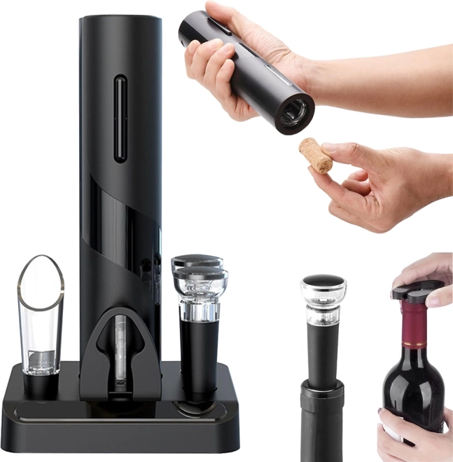 Electric Wine Set with Corkscrew and Accessories