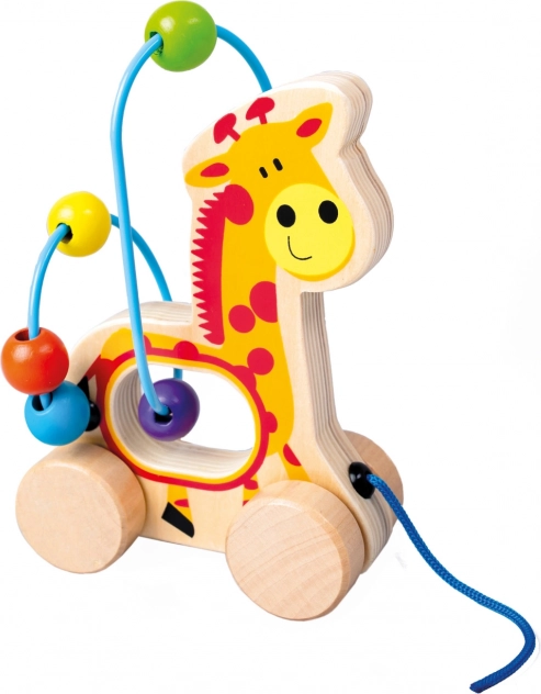 BINO labirinto con perline Giraffa – giocattolo in legno da traino