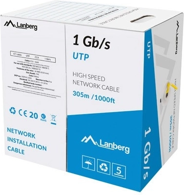 LAN Cable UTP 1 Gb/s 305 m CCA Yellow