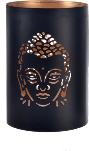 Metall-Kerzenhalter Buddha schwarz-gold