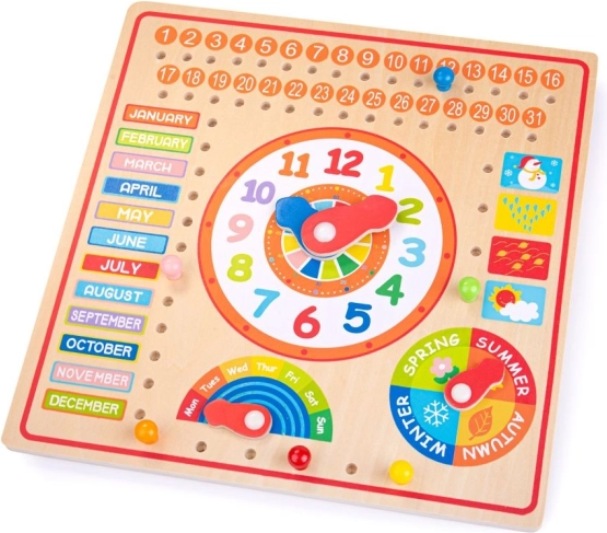 Bigjigs Toys wooden calendar with clock