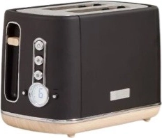 Two-slot stainless steel toaster, black