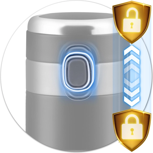 Těsnicí víčko s pojistkou a ovládáním jednou rukou