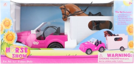 Auto per bambole con rimorchio e cavallo