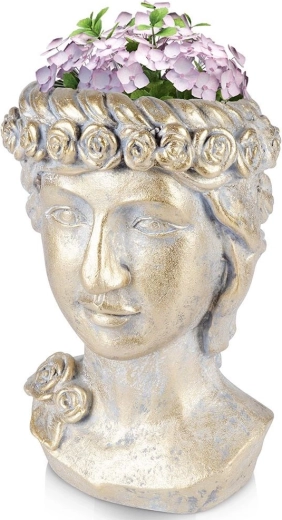 Vaso dorato a forma di testa greca 33 cm