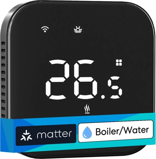 Smart Wi‑Fi Thermostat Meross for Water Heating with Matter, Black