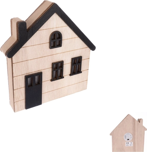 Casetta decorativa in legno beige-nera 15 × 3 × 15 cm