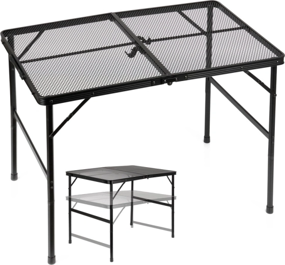 Tavolo turistico pieghevole Vilde 2 in 1 con altezza regolabile, nero, 90 × 60 cm