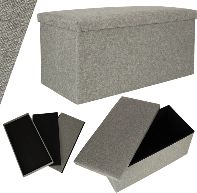 Gray Folding Storage Ottoman 76x38x38 cm