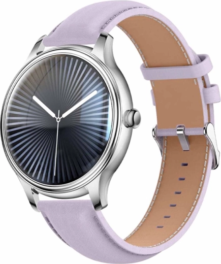 Slimme horloge Colmi L28 zilver‑paars met leren band