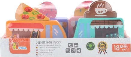 Drvena Viga set food truckova – 4 vozila za male slastičare